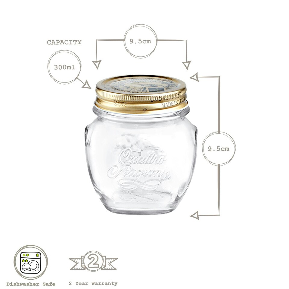 image 1 of Bormioli Rocco Quattro Stagioni Glass Storage Jars - 300ml - Pack of 3