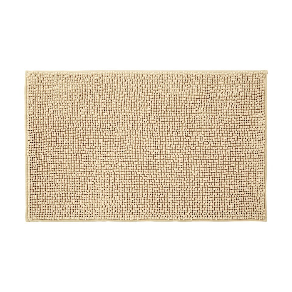 image 1 of Chenille Bobble Bath Mat Non-Slip 50 x 80cm - Beige