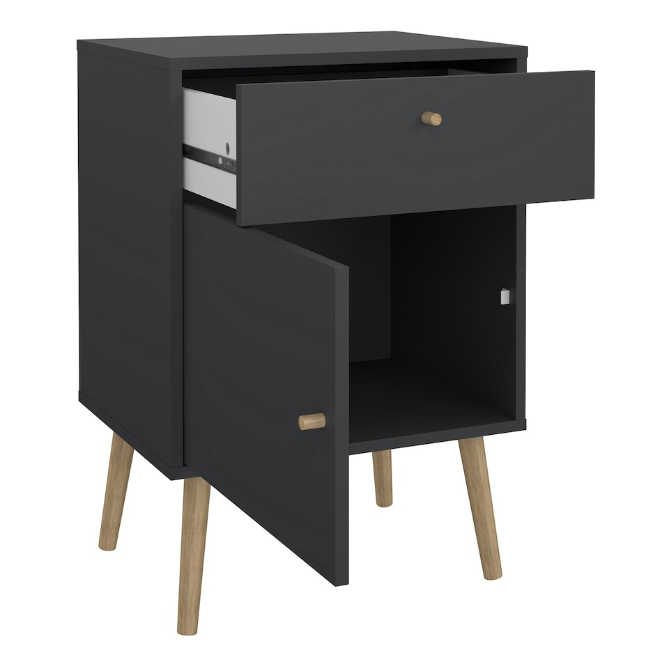 image 1 of Cumbria Nightstand 1 Door + 1 Drawer Dark Grey