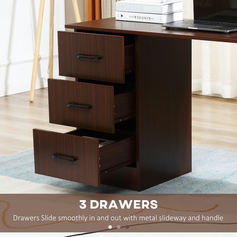 image 1 of HOMCOM Computer Desk with Storage, Writing Study Table for Home Office