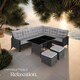 image 8 of 8 Seater Garden Furniture Set Barletta with Cushions, Footstools and Table | Black | black | 116,50 x 63 x 75 cm | 1