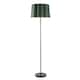 image 2 of Modern Matte Black Floor Lamp with Forest Green Velvet Scallop Shade