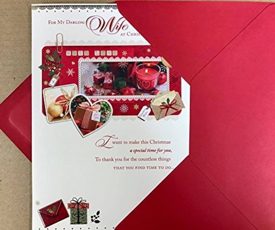 image 1 of Nice Verse Gold Foil Quality Christmas Greeting Card - DEAR WIFE