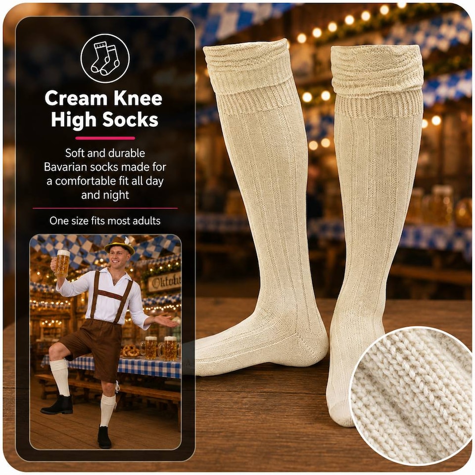 image 1 of Mens Brown Bavarian Oktoberfest Costume Set with Hat and Socks