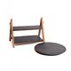 image 2 of 2pc Slate Serving Set including Turntable and Wood Stand with Two Serving Platters | Black