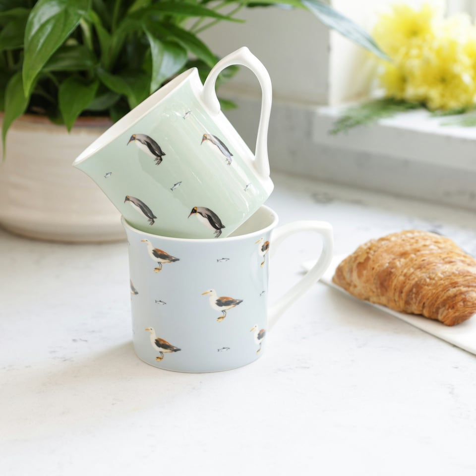 image 1 of KitchenCraft Fluted China Penguin Mug | Green | 1