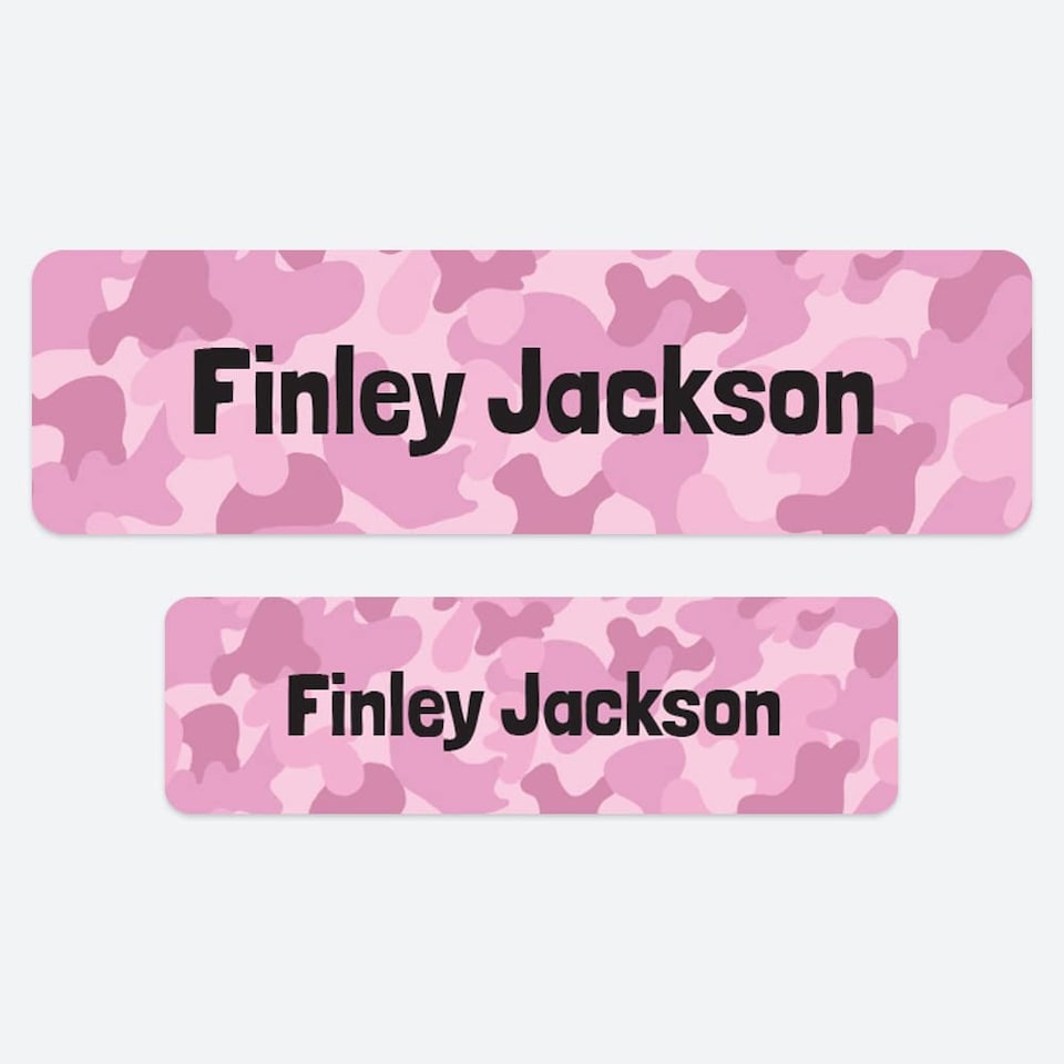 image 1 of Dotty About Paper 50 x Personalised School Name Labels Cool Camouflage Pink