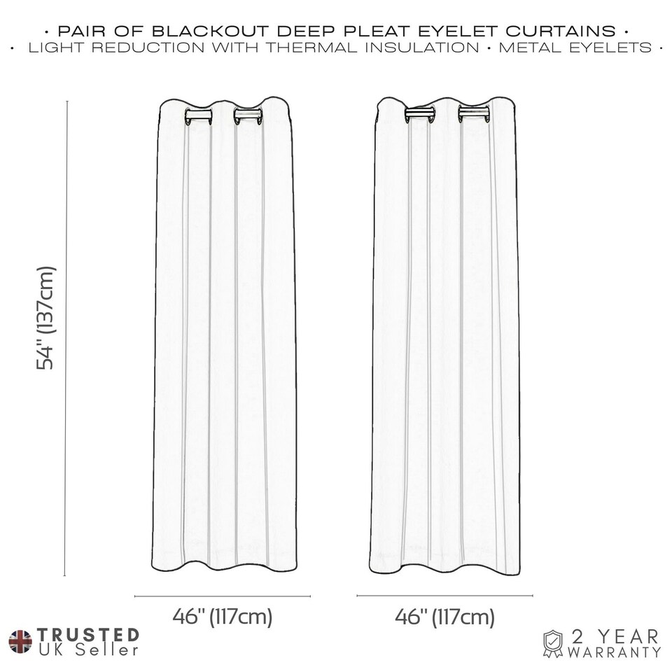image 1 of Purple Blackout Curtains - Eyelet Thermal Curtain - 46 x 54 Inch Drop - 2 Panel Purple