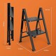 image 2 of VonHaus Slim 2 Step Ladder with Anti Slip Steps and Feet | Black