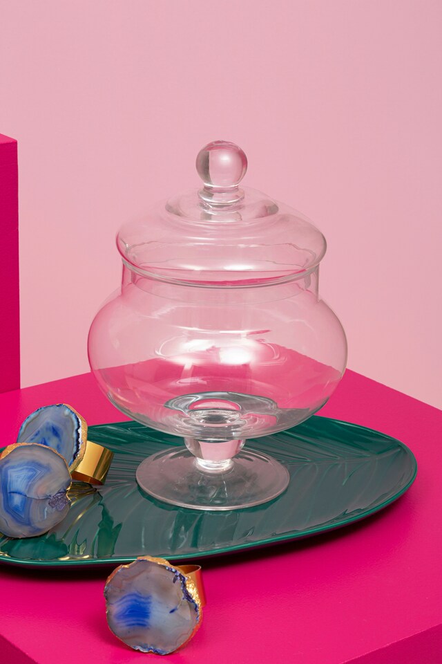 image 1 of Interiors by Premier Versatile Clear Glass Candy Small Storage Jar, Elegant Storage Jar For Kitchen, Functional Glass Container