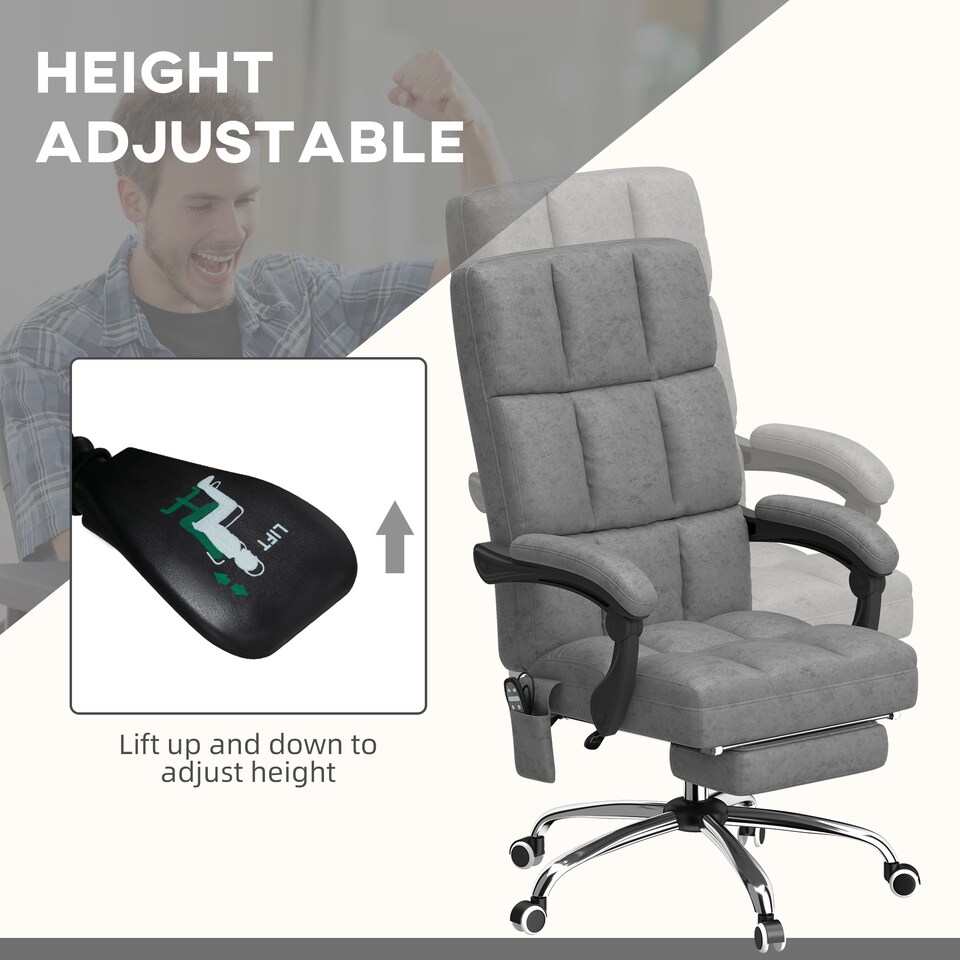 image 1 of Vinsetto Massage Office Chair, Ergonomic Desk Chair, Comfy Work Study Chair with Heat, Padded Seat, 135 Reclining Back and Footrest for Home Office, Charcoal Grey