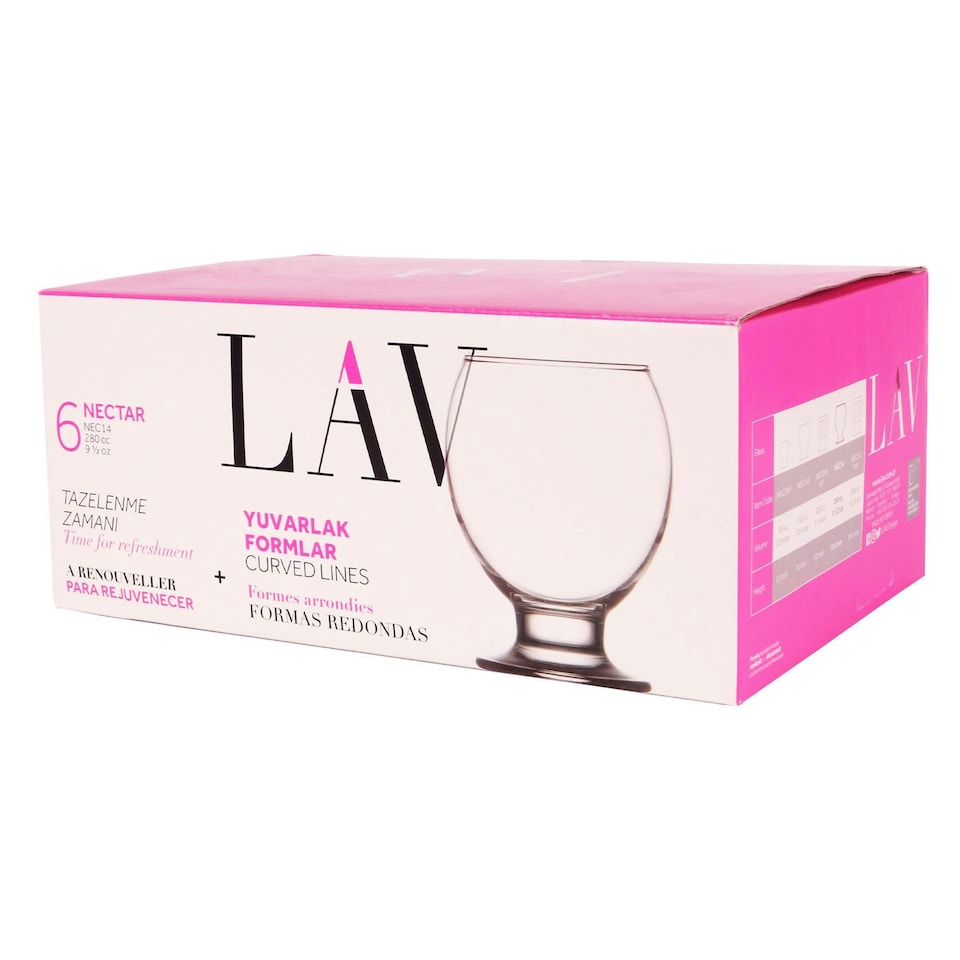 image 1 of LAV Nectar Glass Tumblers - 280ml - Pack of 6 Clear