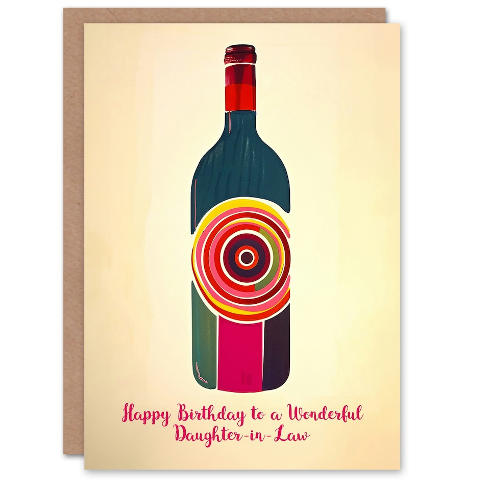image 1 of Law Fun Funky Wine Bottle Party Red White Daughter-in-Law Birthday Card
