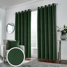 Hampton Green Velvet Curtains 90 x 108 inch (229 x 274 cm) 100% Blackout Eyelet Thermal Noise Reducing Curtains for Bedroom and Living Room