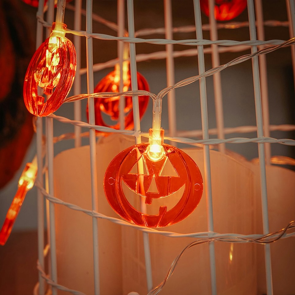 image 1 of Living and Home Halloween Smiley Pumpkin LED String Lights Party Decor