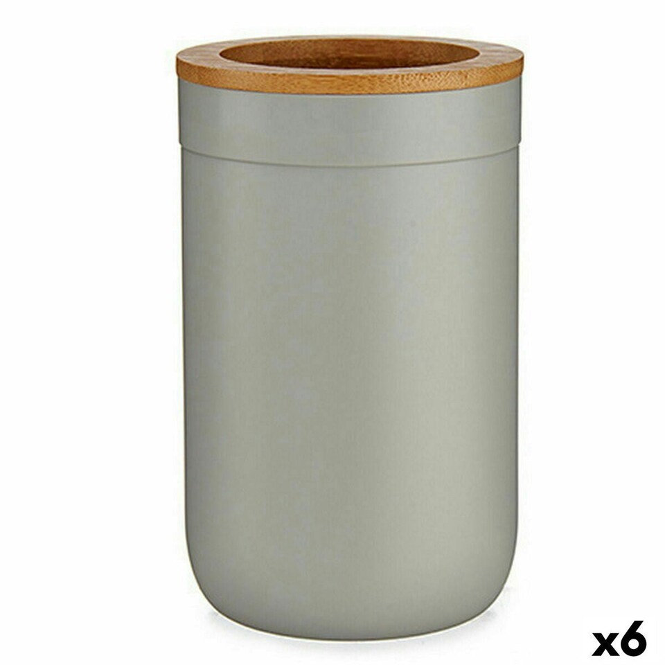 image 1 of Toothbrush Holder Berilo BP16-103G Brown Grey Bamboo polypropylene 7,7 x 11,5 x 7,7 cm (6 Units)