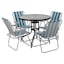 Table + 4 White & Blue Stripes Chairs - Selected
