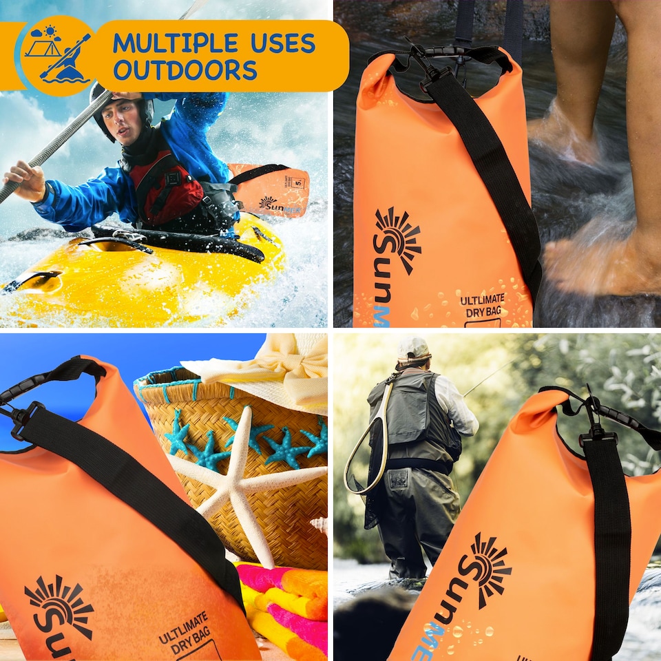 image 1 of SUNMER Waterproof Dry Bag with IPX8 Phone Case - Roll-Top, Adjustable Strap, 5L/10L/20L/30L