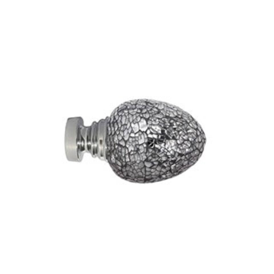 image 1 of 35mm Fixed Length Metal Curtain Pole Set Chrome Alexia Finial 330cm
