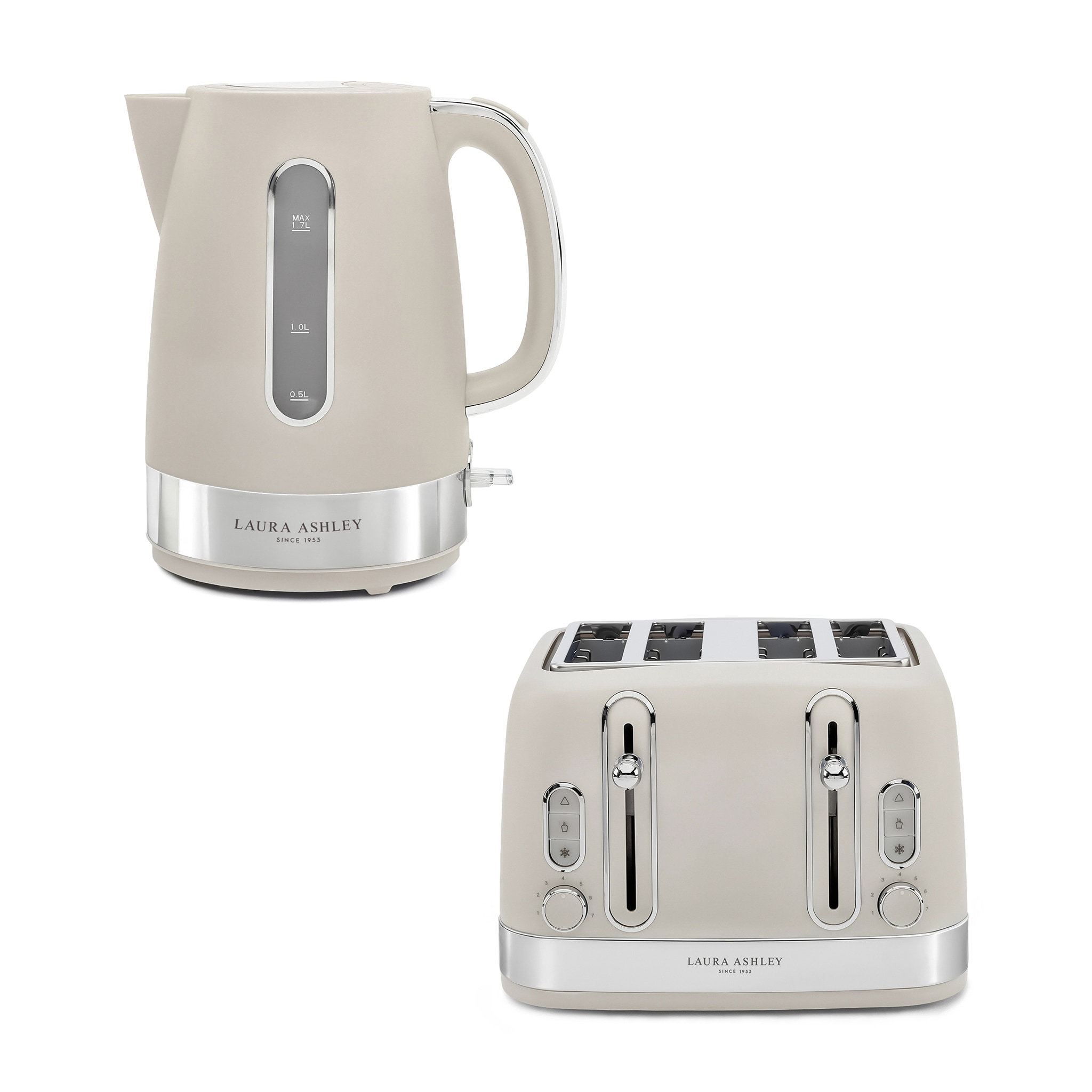 Laura Ashley Kettle & Toaster Set Stainless Steel Bundle by VQ