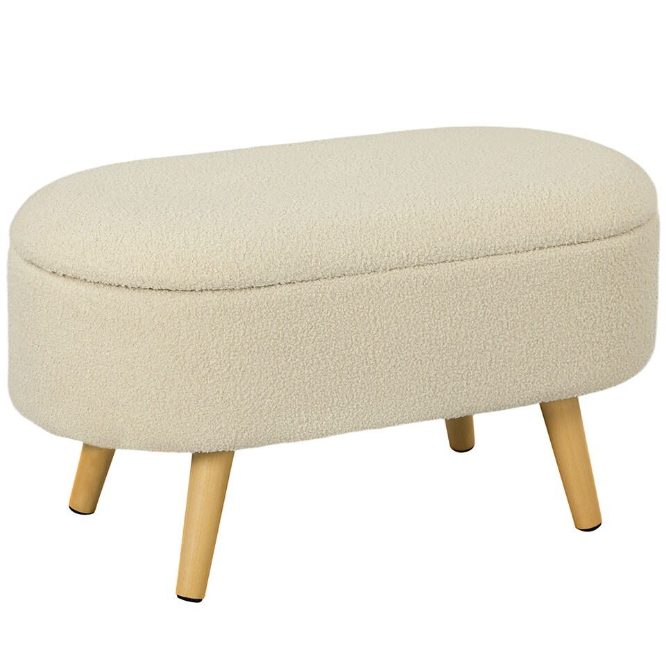 image 1 of HOMCOM Ottoman Storage Bench for Hallway, Living Room, Cream White
