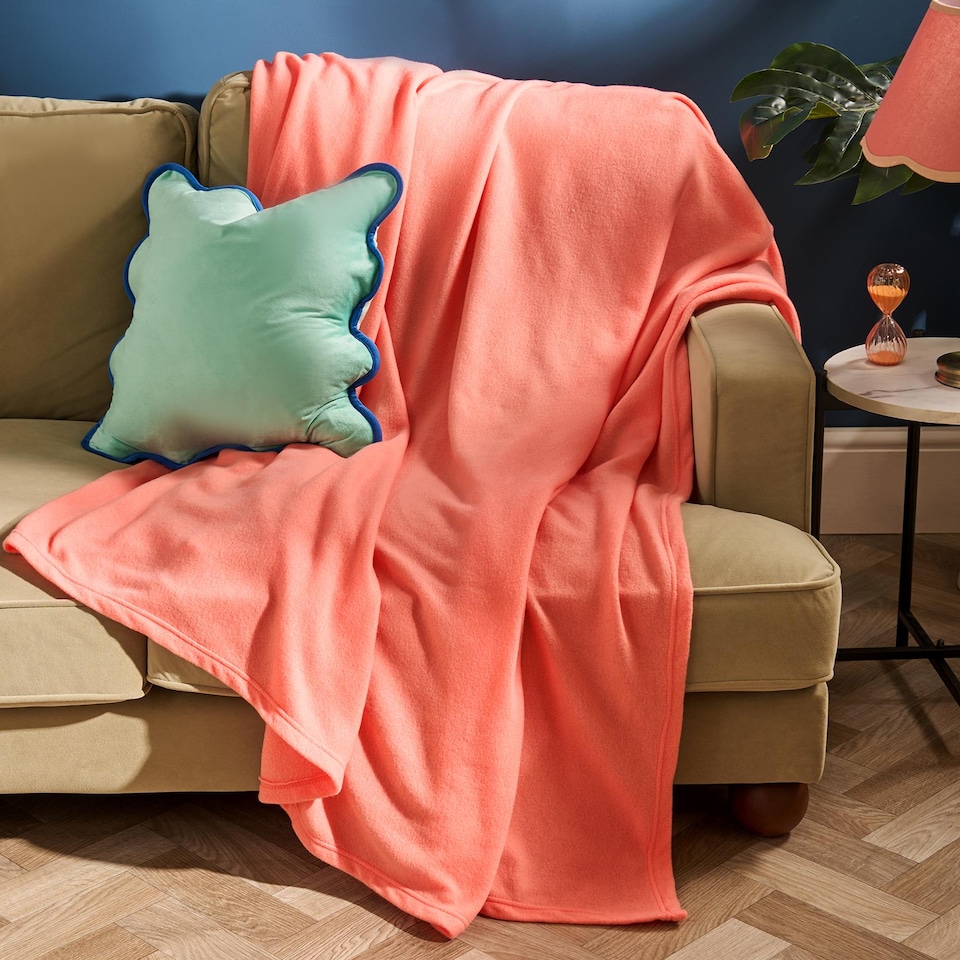 image 1 of OHS Soft Plush Polar Fleece Plain Throw | Pink | Coral - 150CMx200CM