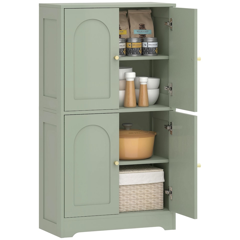 image 1 of HOMCOM 110cm Kitchen Cupboard with 4 Arched Doors and 2 Adjustable Shelves