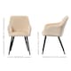 image 7 of Set of 6 Camden Modern Velvet Dining Chairs with Armrests, Quilted Design & Black Metal Legs Cream