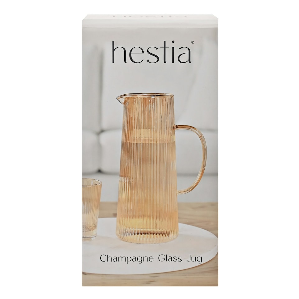 image 1 of Hestia Ribbed Glass Jug - Champagne