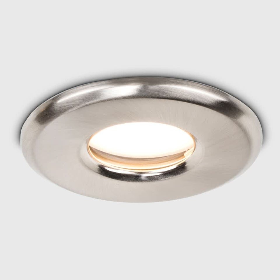 image 1 of ValueLights Downlight IP65 Brushed Chrome Ceiling Light Fitting Single Pack