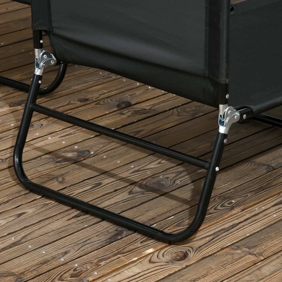 image 1 of Outsunny Folding Sun Loungers Set of 2 with Adjustable Backrest, Black