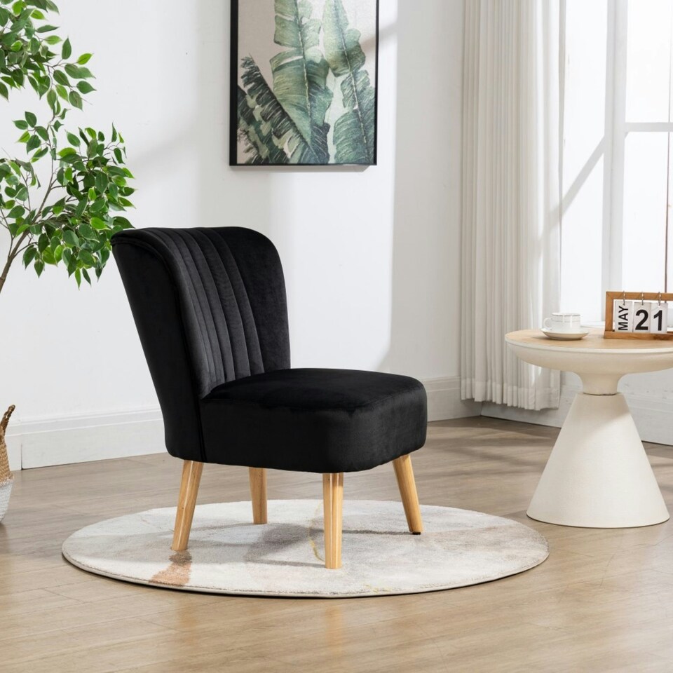 image 1 of Arezza Velvet Accent Chair - Black