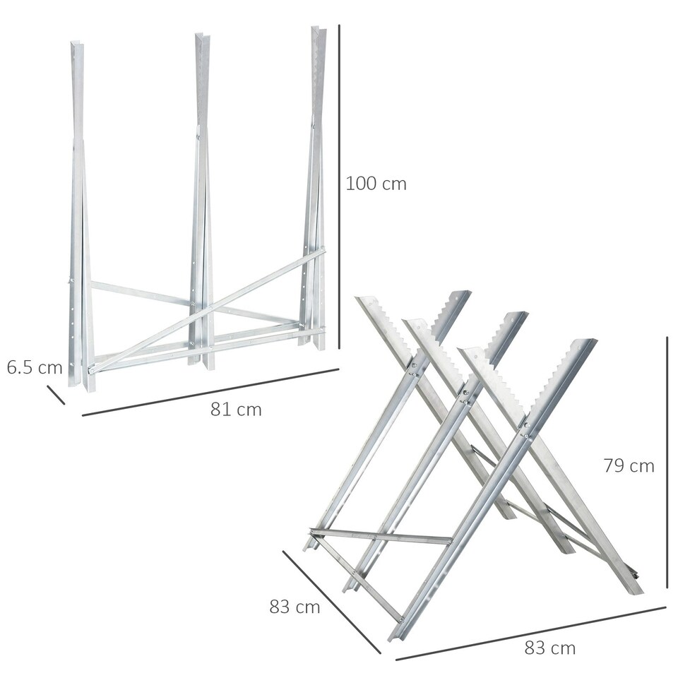 image 1 of DURHAND Saw Horse Steel Support Heavy Duty Foldable Design Sawtooth, Silver