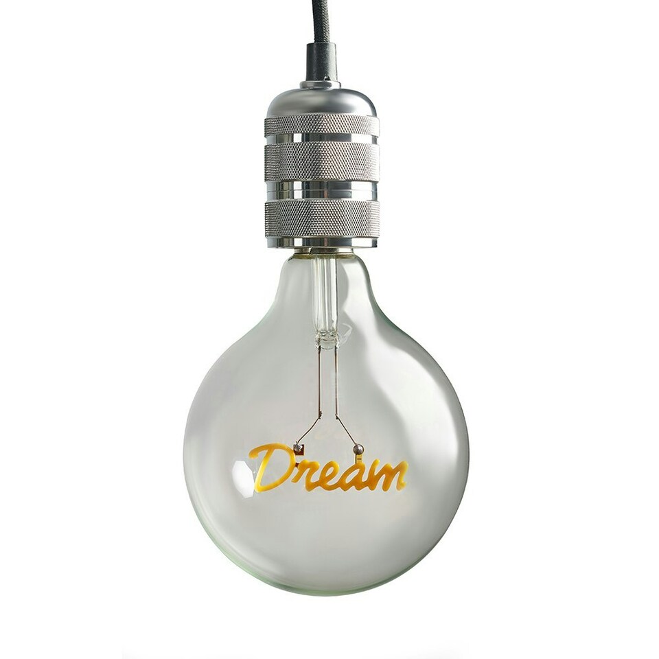 image 1 of ValueLights Vintage Style 2w LED ES E27 Edison Screw Word Script Dream Design Clear Light Bulb - Dream
