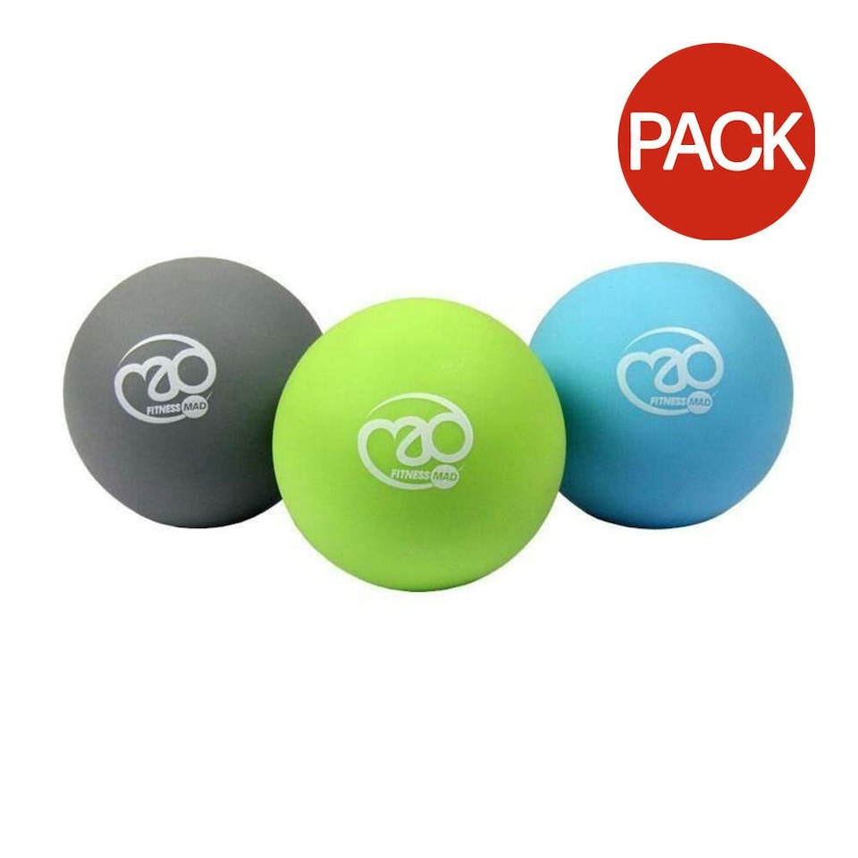 image 1 of Fitness Mad Massage Balls Set (Pack of 3) - Sky Blue/Grey/Green - One Size