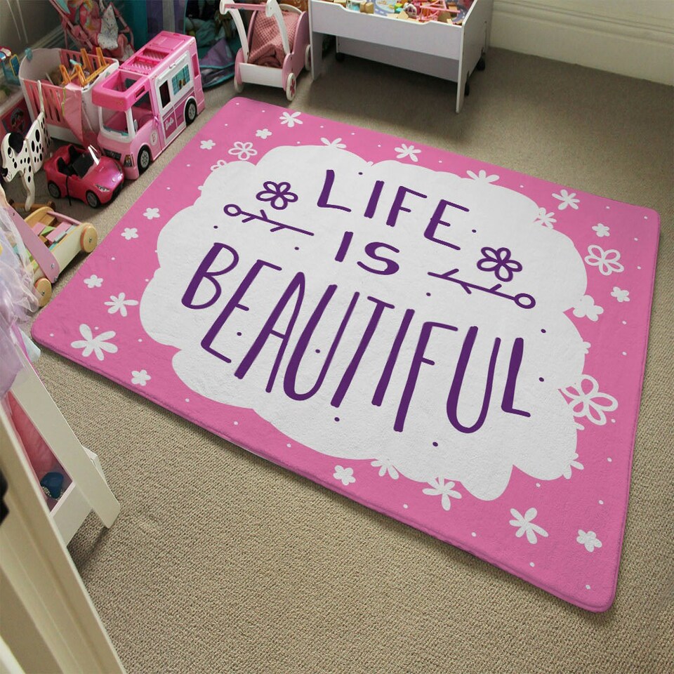 image 1 of Life Is Beautiful (Rug) Pink | Large: 140x200cm