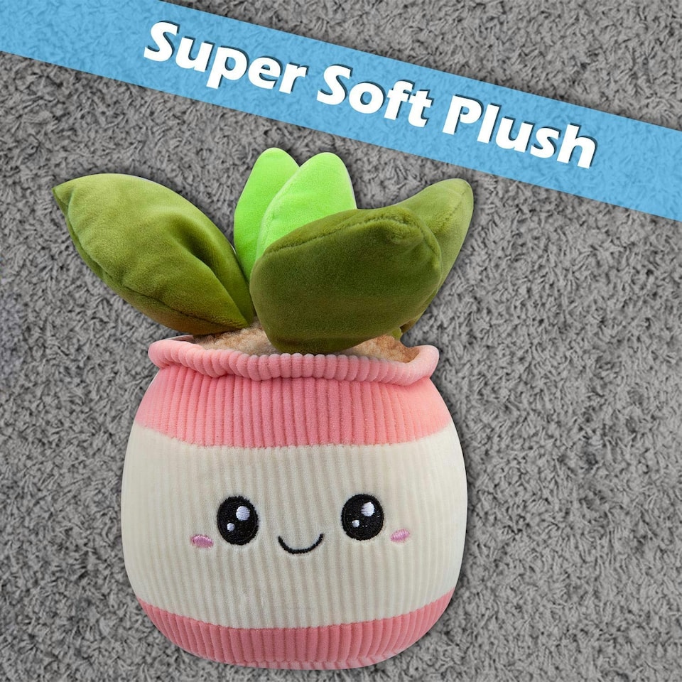 image 1 of Potted Plants Soft Toy Cute Plushie Huggable Cuddly Stuffed Toy Gift 20cm Pink