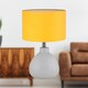 image 6 of Set of 2 Tuscan - White Ceramic Lamps with Ochre Shade | White | Yellow | Medium | 2