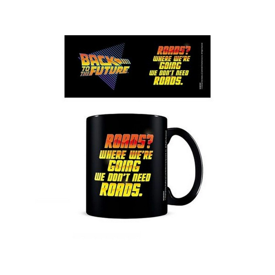 Back To The Future We Don´t Need Roads Mug - Black/Yellow - One Size