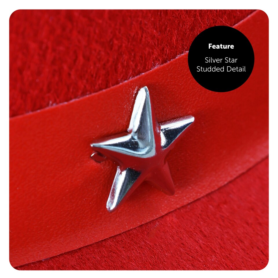 image 1 of Adults Red Star Cowboy Hats – Pack of 6 Fancy Dress Accessories Red | One Size
