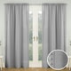 image 1 of Pair of Tahiti Grey Pom Pom Trim Voile Panels 137 cm (54 inch) Rod Pocket Linen Look Panels for Bedroom and Living Room