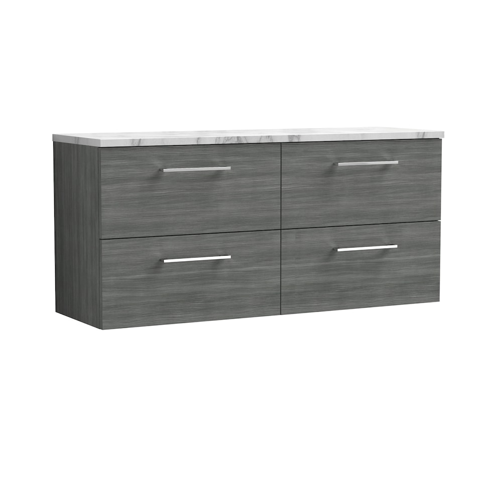 image 1 of Level 1200mm Wall Hung 4 Drawer Laminate Worktop, Anthracite Woodgrain