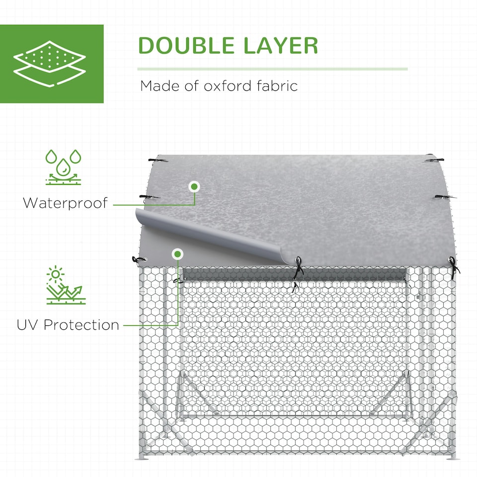 image 1 of PawHut Walk-In Chicken Run Galvanised Chicken Coop w/ Cover 5.7 x 2.8 x 2m
