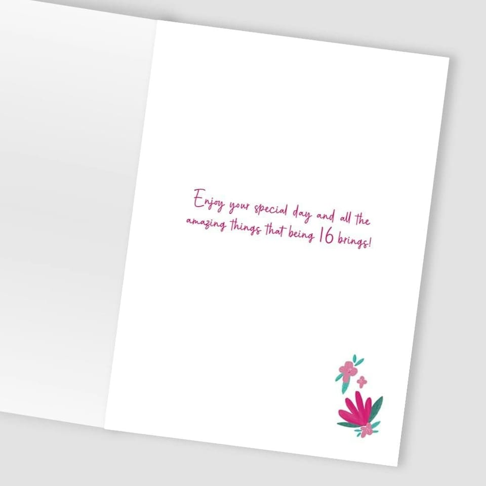 image 1 of Sweet Sixteen Blossoms! Girl 16th Contemporary Birthday Card