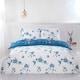 image 4 of Hummingbird Microfibre Reversible Duvet Cover Set with Pillowcase Blue | King