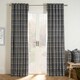 image 1 of OHS Winsford Woven Check Thermal Blackout Lined Eyelet Curtains, 90x90" - Charcoal