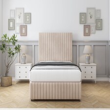 Sloomy Madison Sand Naples Divan Bed With Mattress No Drawers With 26" Strutted Headboard & 12" Matching Footboard 4' Small Double | Cream | Sand | Small Double | 1