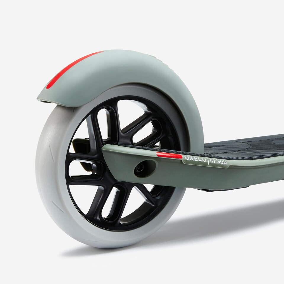 image 1 of Decathlon Kids' Scooter M900 - Khaki Green/Light Blue Accents