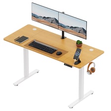 Vonhaus Light Wood Maple Effect Electric Standing Desk 140x60cm