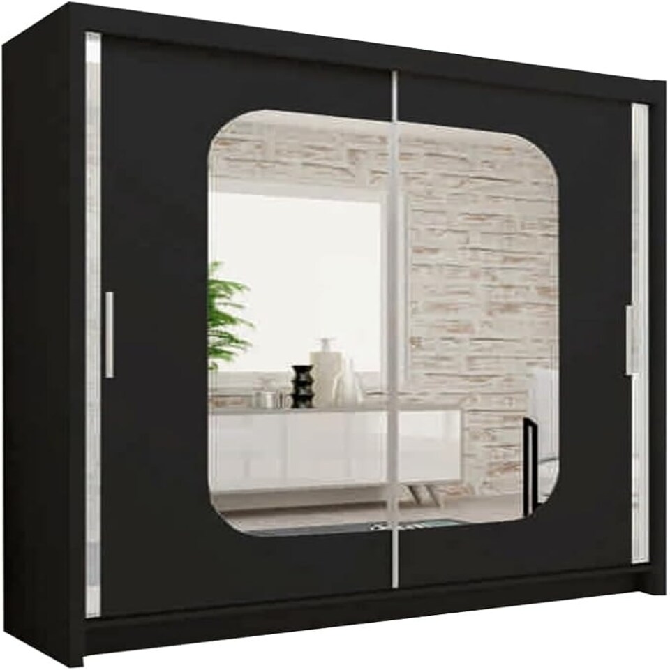 image 1 of Modern Sliding Wardrobe 120/150/180/203cm White/Black/Grey/Oak Black | 180cm
